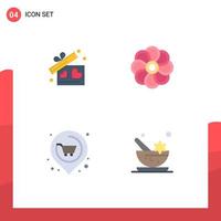 Group of 4 Flat Icons Signs and Symbols for gift next wedding plent supermarket Editable Vector Design Elements