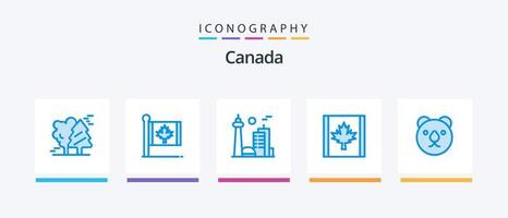 paquete de iconos de canadá azul 5 que incluye hoja. Canadá. lámina. toronto ciudad. diseño de iconos creativos vector