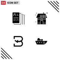 Solid Glyph Pack of 4 Universal Symbols of document burst search house crypto Editable Vector Design Elements