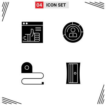 Pictogram Set of 4 Simple Solid Glyphs of like personal support features user Editable Vector Design Elements