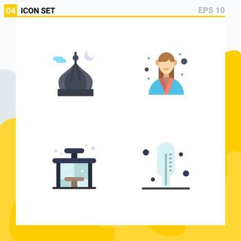 Mobile Interface Flat Icon Set of 4 Pictograms of mosque planner moon event life Editable Vector Design Elements