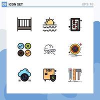 Universal Icon Symbols Group of 9 Modern Filledline Flat Colors of air design vacation cross tool Editable Vector Design Elements