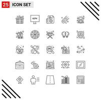 Modern Set of 25 Lines Pictograph of repair house document space asteroid Editable Vector Design Elements