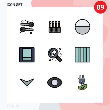 9 User Interface Filledline Flat Color Pack of modern Signs and Symbols of layout egg tablet pan cooking Editable Vector Design Elements