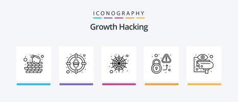 Hacking Line 5 Icon Pack Including card. web. virus. spider. message. Creative Icons Design vector