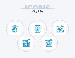 paquete de iconos azul de la vida de la ciudad 5 diseño de iconos. . la vida. la vida. ciudad. la vida vector