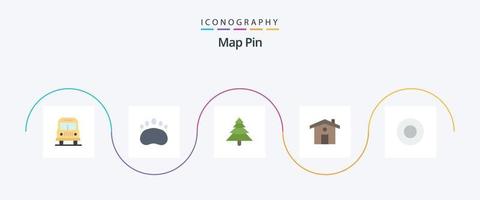 paquete de iconos planos de 5 pines de mapa que incluye . árbol. Servicio. plato vector