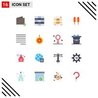 16 Universal Flat Color Signs Symbols of badge left bandage align chinese Editable Pack of Creative Vector Design Elements