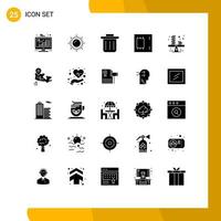 Pictogram Set of 25 Simple Solid Glyphs of profit business recycling bin balance mainboard Editable Vector Design Elements