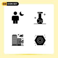 Stock Vector Icon Pack of 4 Line Signs and Symbols for avatar building moon biochemistry house Editable Vector Design Elements