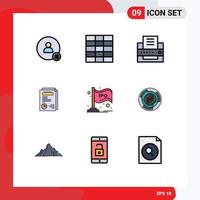 Modern Set of 9 Filledline Flat Colors Pictograph of bar market fax ipo report Editable Vector Design Elements