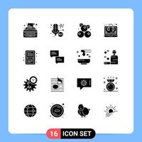 Solid Glyph Pack of 16 Universal Symbols of ebook support berry seo consulting Editable Vector Design Elements