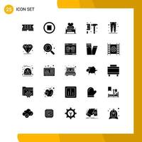 25 User Interface Solid Glyph Pack of modern Signs and Symbols of trouser gear lover engineer camping Editable Vector Design Elements