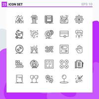 Modern Set of 25 Lines and symbols such as budget hanging book board sketching Editable Vector Design Elements