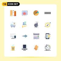 16 Universal Flat Color Signs Symbols of connection graph test finance chart Editable Pack of Creative Vector Design Elements