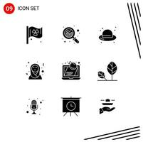 Modern Set of 9 Solid Glyphs Pictograph of crime bomb fashion attack arabic Editable Vector Design Elements