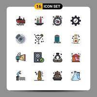 Set of 16 Modern UI Icons Symbols Signs for diagram balance heart settings protection Editable Creative Vector Design Elements