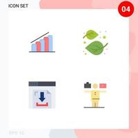 Editable Vector Line Pack of 4 Simple Flat Icons of chart arrows analysis linden internet Editable Vector Design Elements
