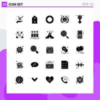 User Interface Pack of 25 Basic Solid Glyphs of human gender chart gender badge Editable Vector Design Elements