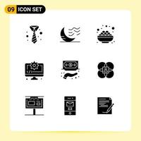 9 Creative Icons Modern Signs and Symbols of financing digital weather coding sweet Editable Vector Design Elements