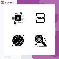 4 Thematic Vector Solid Glyphs and Editable Symbols of fintech industry basket ball finance coin father Editable Vector Design Elements