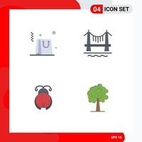 4 Creative Icons Modern Signs and Symbols of bag ladybug bridge cityscape tree Editable Vector Design Elements