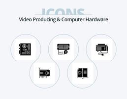 Video Producing And Computer Hardware Glyph Icon Pack 5 Icon Design. apc. data. computer. connection. motherboard vector