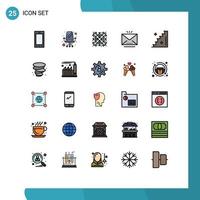 paquete de iconos de vector de stock de 25 signos y símbolos de línea para elementos de diseño de vector editables de correo electrónico de navidad abierto de escenario