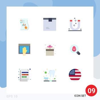 User Interface Pack of 9 Basic Flat Colors of access magnetic delivery magnet attract Editable Vector Design Elements