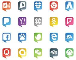 20 logotipos de estilo de burbujas de discurso de redes sociales como ea edge wordpress envato facebook vector