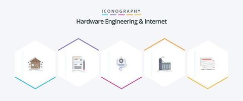 ingeniería de hardware e internet 25 paquete de iconos planos que incluye la industria. fábrica. hardware. robótica máquina vector