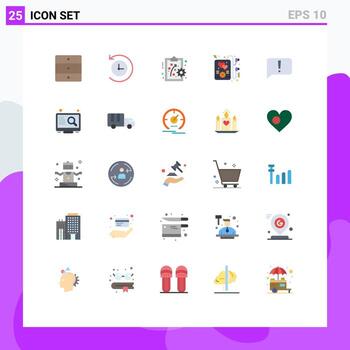 Pictogram Set of 25 Simple Flat Colors of education basic performance method error party Editable Vector Design Elements