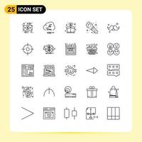 grupo universal de símbolos de icono de 25 líneas modernas de papá laboratorio desarrollo experimento dinero elementos de diseño vectorial editables vector