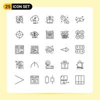 Universal Icon Symbols Group of 25 Modern Lines of dad laboratory development experiment money Editable Vector Design Elements