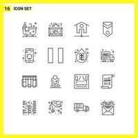 Set of 16 Commercial Outlines pack for privacy stripes network rank military Editable Vector Design Elements