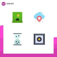 4 Universal Flat Icon Signs Symbols of laptop box location map product Editable Vector Design Elements