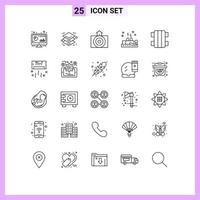 25 Universal Line Signs Symbols of game wellness earthquake therapy cupping Editable Vector Design Elements