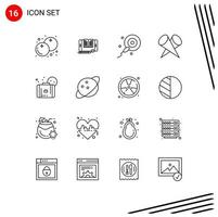 Set of 16 Modern UI Icons Symbols Signs for summer top tranfer popular featured Editable Vector Design Elements