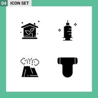 Modern Set of 4 Solid Glyphs and symbols such as eco eruption property pharmacy nature Editable Vector Design Elements