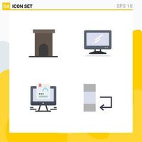 4 Thematic Vector Flat Icons and Editable Symbols of architecture pc property monitor profile Editable Vector Design Elements