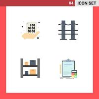 4 Flat Icon concept for Websites Mobile and Apps code box hand journey logistic Editable Vector Design Elements