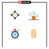 User Interface Pack of 4 Basic Flat Icons of celebrate science diwali nuclear radiation stopwatch Editable Vector Design Elements