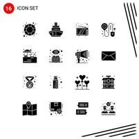 Set of 16 Modern UI Icons Symbols Signs for park online vehicles check in device Editable Vector Design Elements