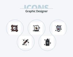 diseño de icono de paquete de 5 iconos llenos de línea de diseñador gráfico. selector de color. gráfico. creativo. diseño. Arte vector