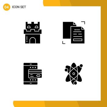 Editable Vector Line Pack of 4 Simple Solid Glyphs of beach duplicate sand copy mobile Editable Vector Design Elements