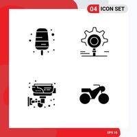 User Interface Pack of 4 Basic Solid Glyphs of cream home gear setting technology Editable Vector Design Elements