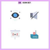 Modern Set of 4 Flat Icons Pictograph of eye blackboard view off studies Editable Vector Design Elements