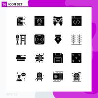 User Interface Pack of 16 Basic Solid Glyphs of bus development user server text Editable Vector Design Elements