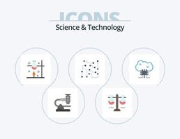 paquete de iconos planos de ciencia y tecnología 5 diseño de iconos. electrónica. biofísica. matraz de prueba. laboratorio de ciencia. ciencia vector