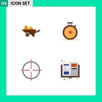 paquete de iconos de vector de stock de 4 signos y símbolos de línea para elementos de diseño de vector editables de gimnasio de brújula de jardín de boda de carretilla